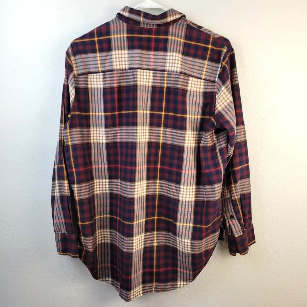 Madewell Shirt Women's S Oversized Ex Boyfriend Fit Rylan Plaid Casual Preppy